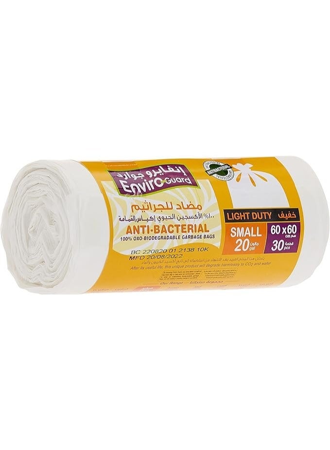 Enviro Guard Garbage Bags Small Size 20 Gallons, White, 60×60 cm, 30 Bags per Roll - Image 1