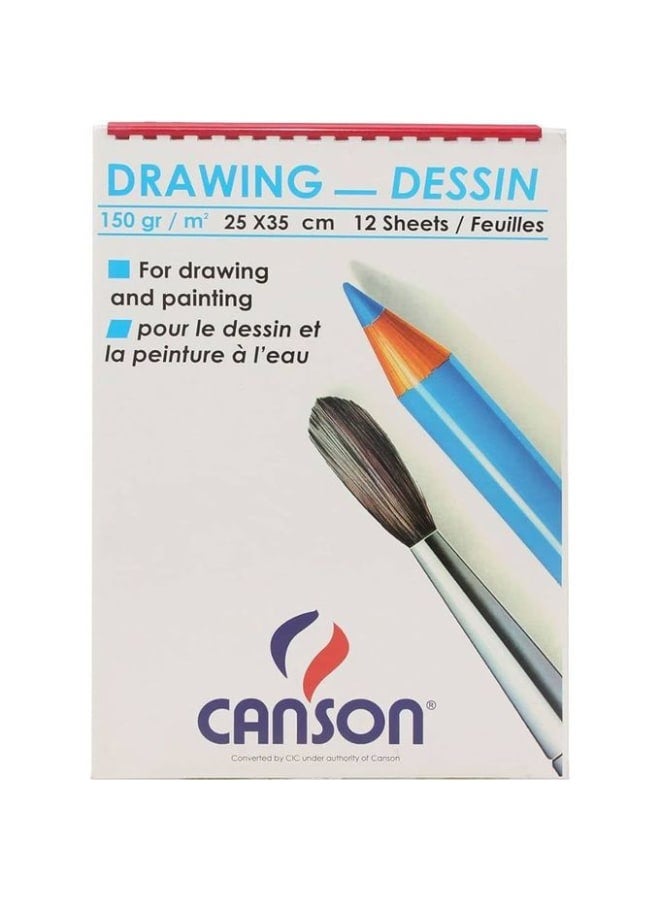Canson drawing pad, 12 sheets, 35 x 25 cm - white
