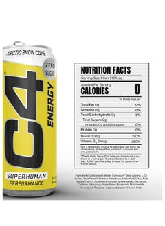 C4 C4 Arctic Snow Cone Energy Drink 473ml Pack of 12  - Image 4