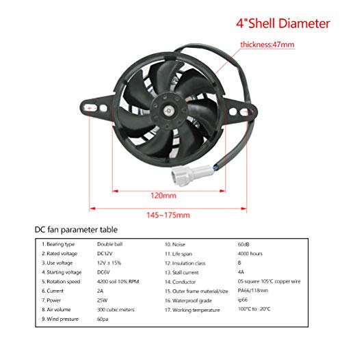 PROOTOM OTOM Universal Motorcycle Radiator Cooling Fan Oil Cooler Water Cooler Electric Fan 4inch 5inch for All Dirt Bike Motocross ATV (4 Inches) - Image 2