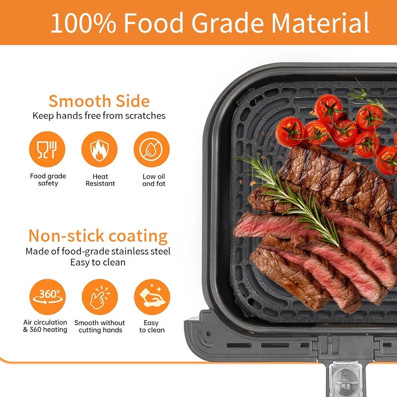 GXF Cross part assemble fit Air Fryer Grill Pan for COSORI Air Fryer TurboBlaze 6 QT, Non-Stick 8.9’’*8.9’’Square Air Fryer Rack Replacement Parts Accessories Grill Plate Crisper Plate Tray with Rubber Bumpers, Dishwasher Safe Climate adapted upgraded quality - Image 5