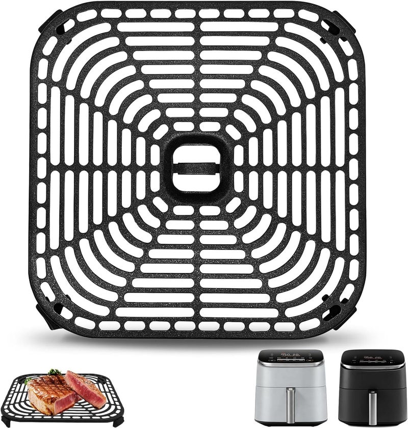 GXF Cross part assemble fit Air Fryer Grill Pan for COSORI Air Fryer TurboBlaze 6 QT, Non-Stick 8.9’’*8.9’’Square Air Fryer Rack Replacement Parts Accessories Grill Plate Crisper Plate Tray with Rubber Bumpers, Dishwasher Safe Climate adapted upgraded quality - Image 1