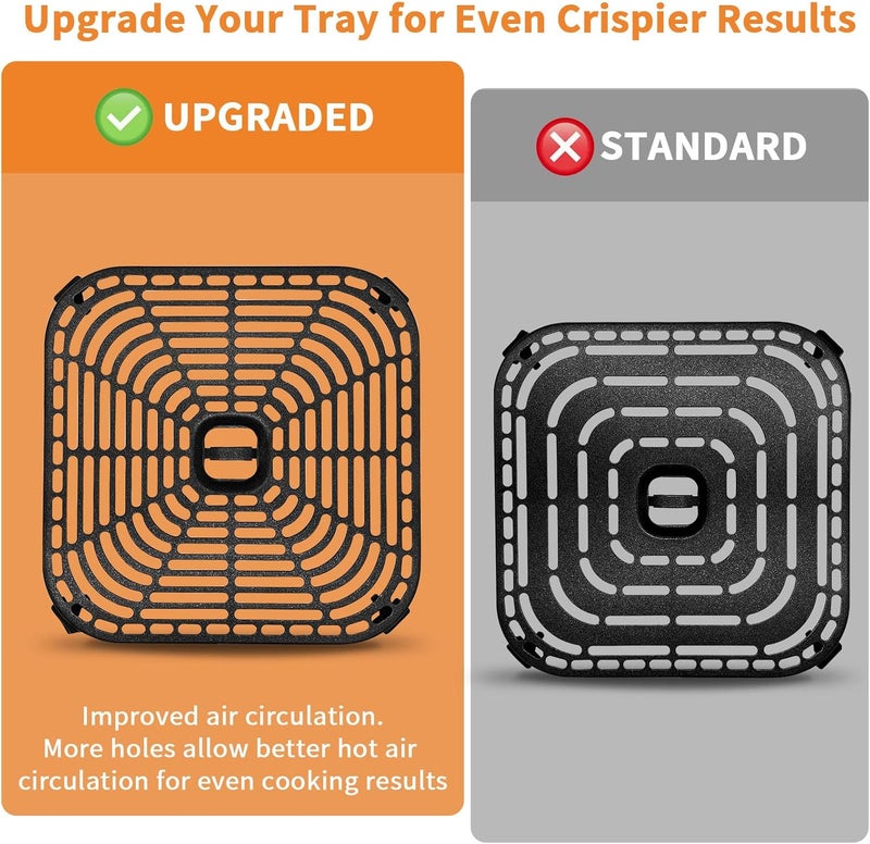 GXF Cross part assemble fit Air Fryer Grill Pan for COSORI Air Fryer TurboBlaze 6 QT, Non-Stick 8.9’’*8.9’’Square Air Fryer Rack Replacement Parts Accessories Grill Plate Crisper Plate Tray with Rubber Bumpers, Dishwasher Safe Climate adapted upgraded quality - Image 3