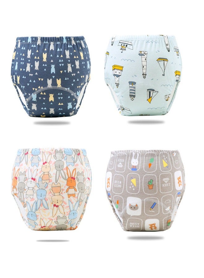 4 Piece Potty Training Underwear, 6 Layers Breathable Cotton Absorbent Trainer Pants for Toddler Baby Boys Girls Waterproof