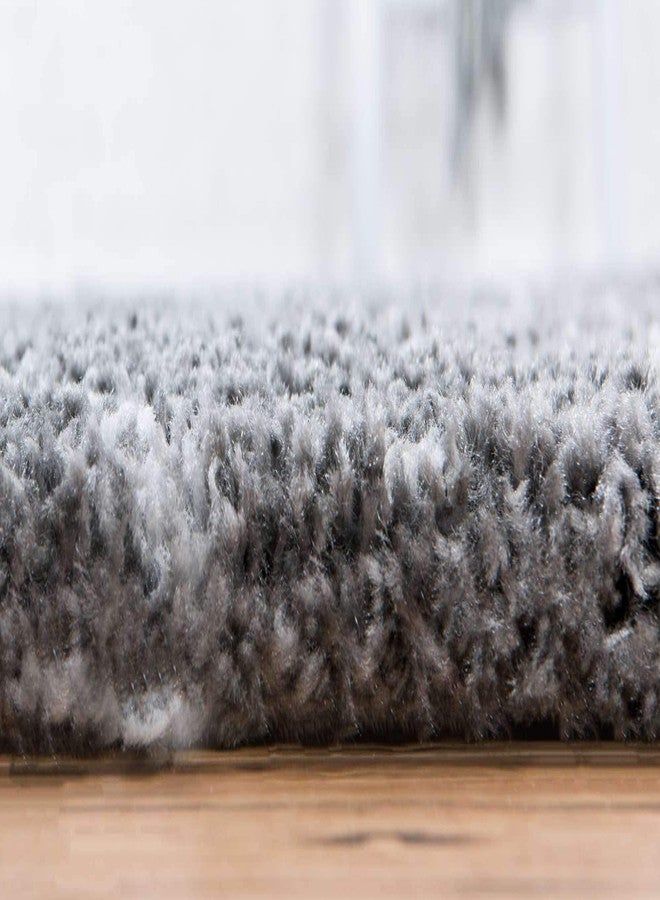 Unique Loom Rabat Shag Collection Area Rug - Geometric (2' 7" x 6' 1" Runner, Gray/ Ivory) - Image 4