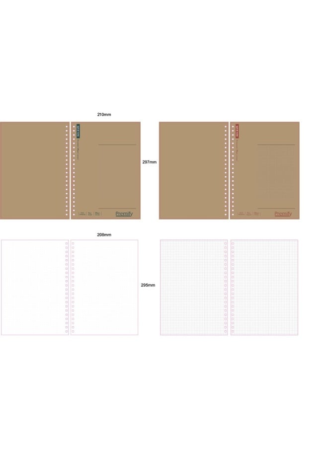 Premify - Spiral Squared Notebook 2 Pieces Set 5Mm Grid Inner (A4), 100 Sheets | Graph Writing Pad 80Gsm Paper, Maths Notebook, Suitable For Students And School Supplies. - Image 1