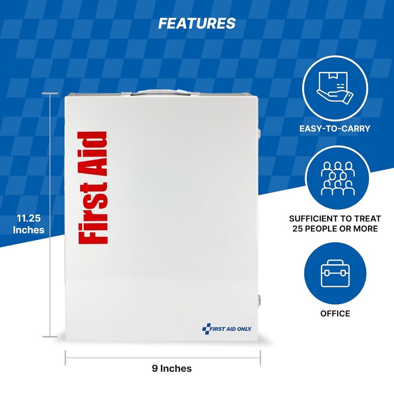 First Aid Only 90658 25Person SmartCompliance First Aid Kit for Businesses ANSI 2015 Compliant Metal Food Service First Aid Cabinet 94 Pieces - Image 4