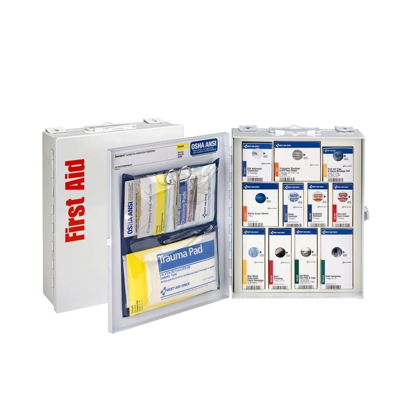 First Aid Only 90658 25Person SmartCompliance First Aid Kit for Businesses ANSI 2015 Compliant Metal Food Service First Aid Cabinet 94 Pieces - Image 1