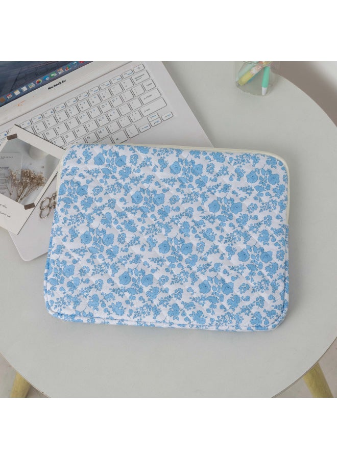 South Korea Love Floral Tablet Computer Liner Bag Storage Bag 11 Inch 13 Inch 15 Inch Computer Protective Cover-Color:Upper Blue And White Flowers-Size:11inch - Image 4