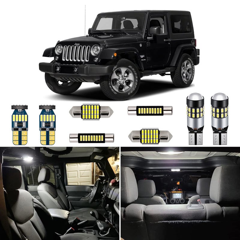 طقم إضاءة داخلية LED CANBUS من AUTOGINE مكون من 7 قطع لجيب رانجلر JK 2-باب 2007 2008 2009 2010 2011 2012 2013 2014 2015 2016 2017 2018