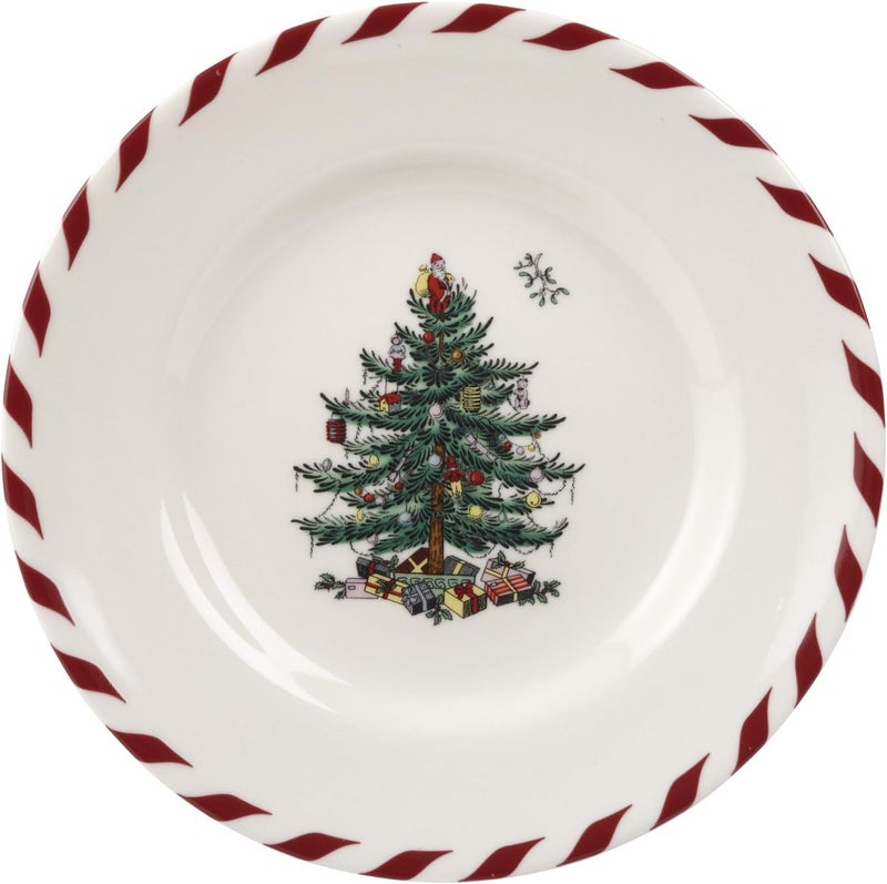 Christmas Tree Canape Plates - Set of 4 | Peppermint Design, Holiday Appetizer Plate | Christmas Serving & Festive Dish | Seasonal Decorative Plate, Holiday Tableware