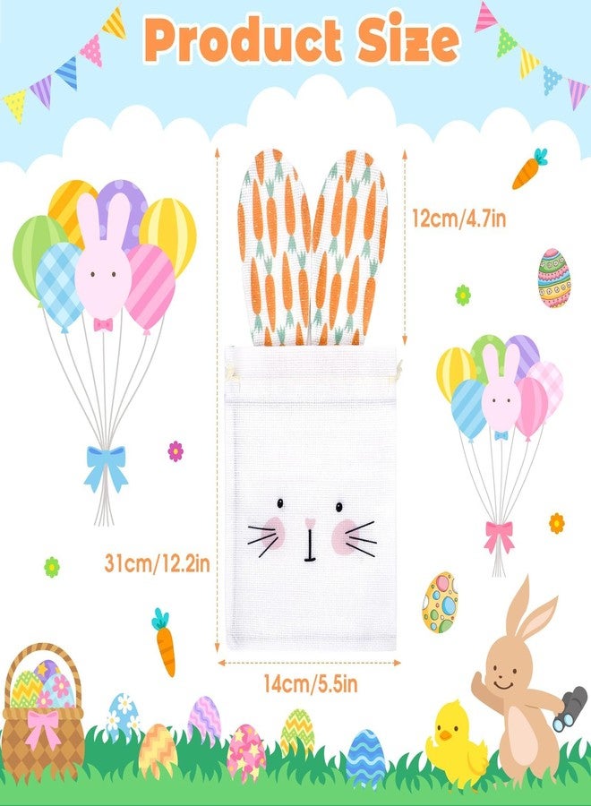 AUGSUN Easter Drawstring Bag, 5 Pcs Easter Burlap Gift Bags with Rabbit Ears, 5.5 x 7.5 Inch Festive Bunny Ear Party Decorations for Treats Party Favors - Image 2