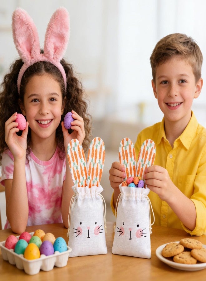 AUGSUN Easter Drawstring Bag, 5 Pcs Easter Burlap Gift Bags with Rabbit Ears, 5.5 x 7.5 Inch Festive Bunny Ear Party Decorations for Treats Party Favors - Image 5