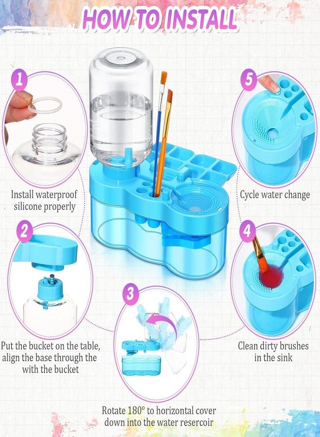 Synthetic Paint Brush Cleaner with Flushing Button & Auto Refill Refill Water Tank Rinser Water Recycling Brush Rinser for Oil Paint Brushes Acrylic Paint Brushes Makeup Brush(Big) - Image 4