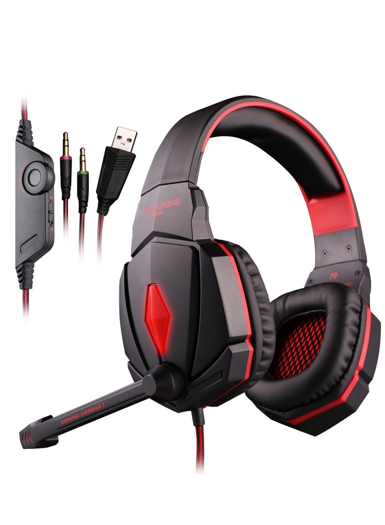 Datazone Wired Gaming Headset in Black Color with Professional Red Lighting, Noise Cancelling, and High-Precision Surround Sound – Compatible with PS5, PS4, PC, XBOX – High Quality and Designed for Gaming Enthusiasts - Image 5