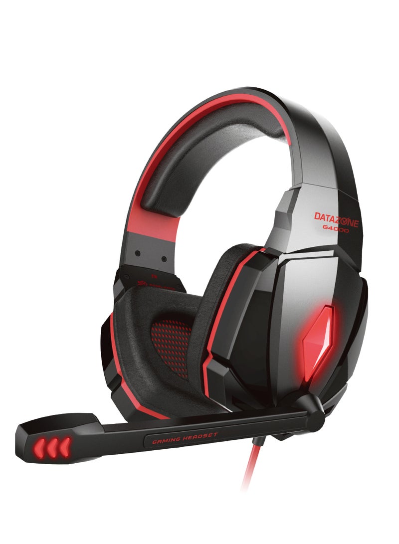 Datazone Wired Gaming Headset in Black Color with Professional Red Lighting, Noise Cancelling, and High-Precision Surround Sound – Compatible with PS5, PS4, PC, XBOX – High Quality and Designed for Gaming Enthusiasts - Image 1