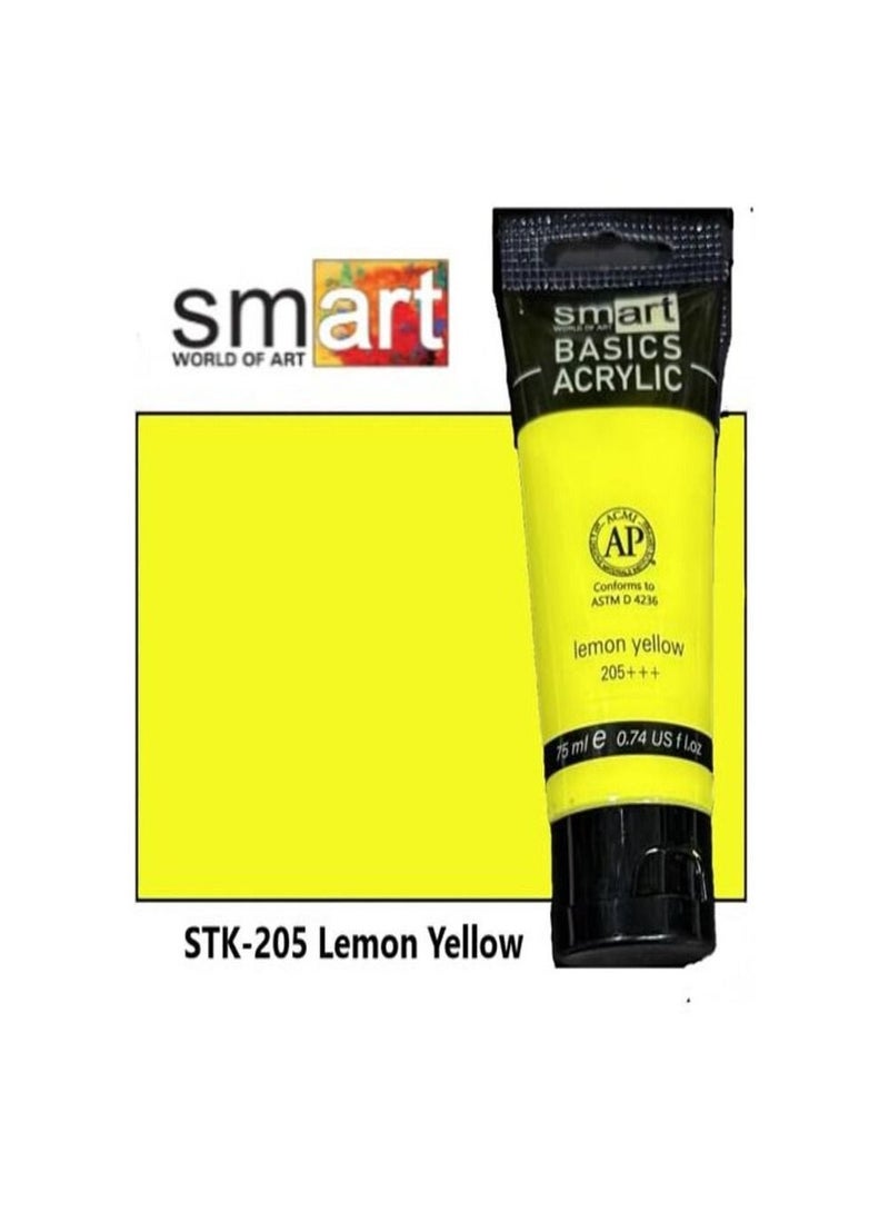 Smart Acrylic 75ml Tube - Lemon Yellow ( Basic Color) 205+++ - Image 3