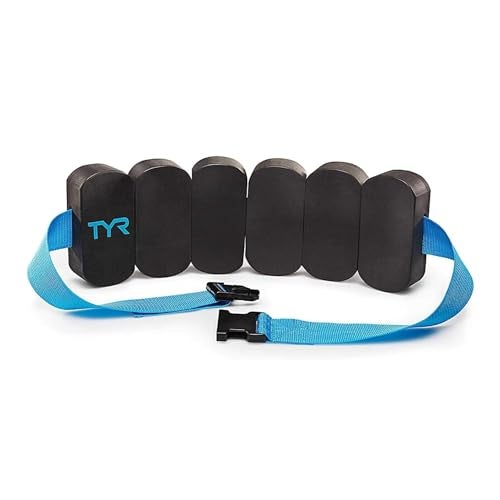 TYR Aquatic Foam Floatation Belt for Water Aerobics and Pool Exercise, 27 - 52", Black / Blue - Image 1