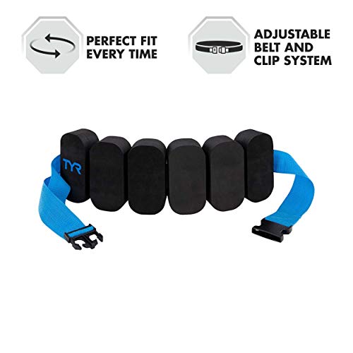 TYR Aquatic Foam Floatation Belt for Water Aerobics and Pool Exercise, 27 - 52", Black / Blue - Image 3