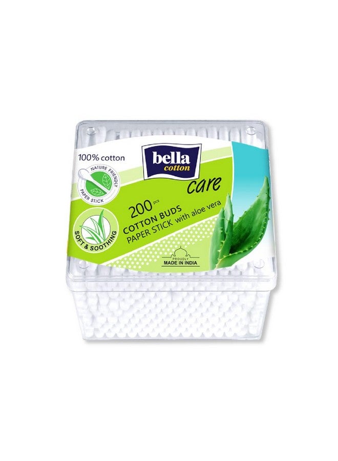 Bella Cotton Buds With Paper Stick | 100% Cotton | With Aloe Vera Extract | Sensitive Skin Friendly | Personal Hygiene | Pack Of 1 | 200 Pcs - Image 1