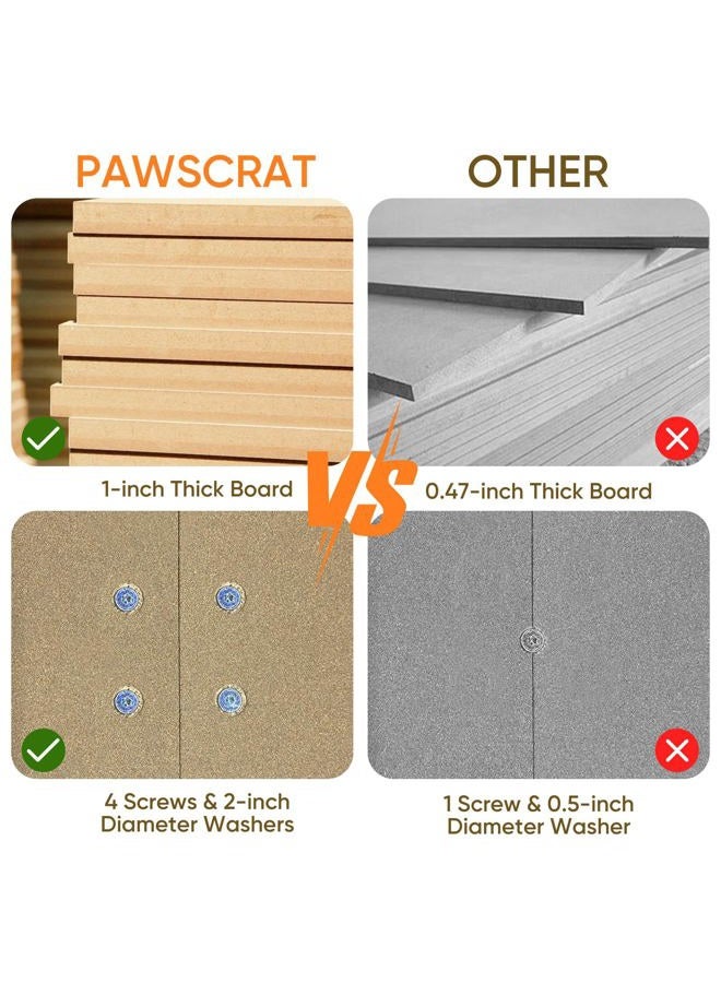 PAWSCRAT عمود خدش القطط بارتفاع 32 بوصة وقطر كبير 5.5 بوصة من خيوط السيزال الطبيعية، خدش مقاوم ودائم، عمود خدش طويل للقطط الداخلية، يحمي أثاثك، بيج - Image 4