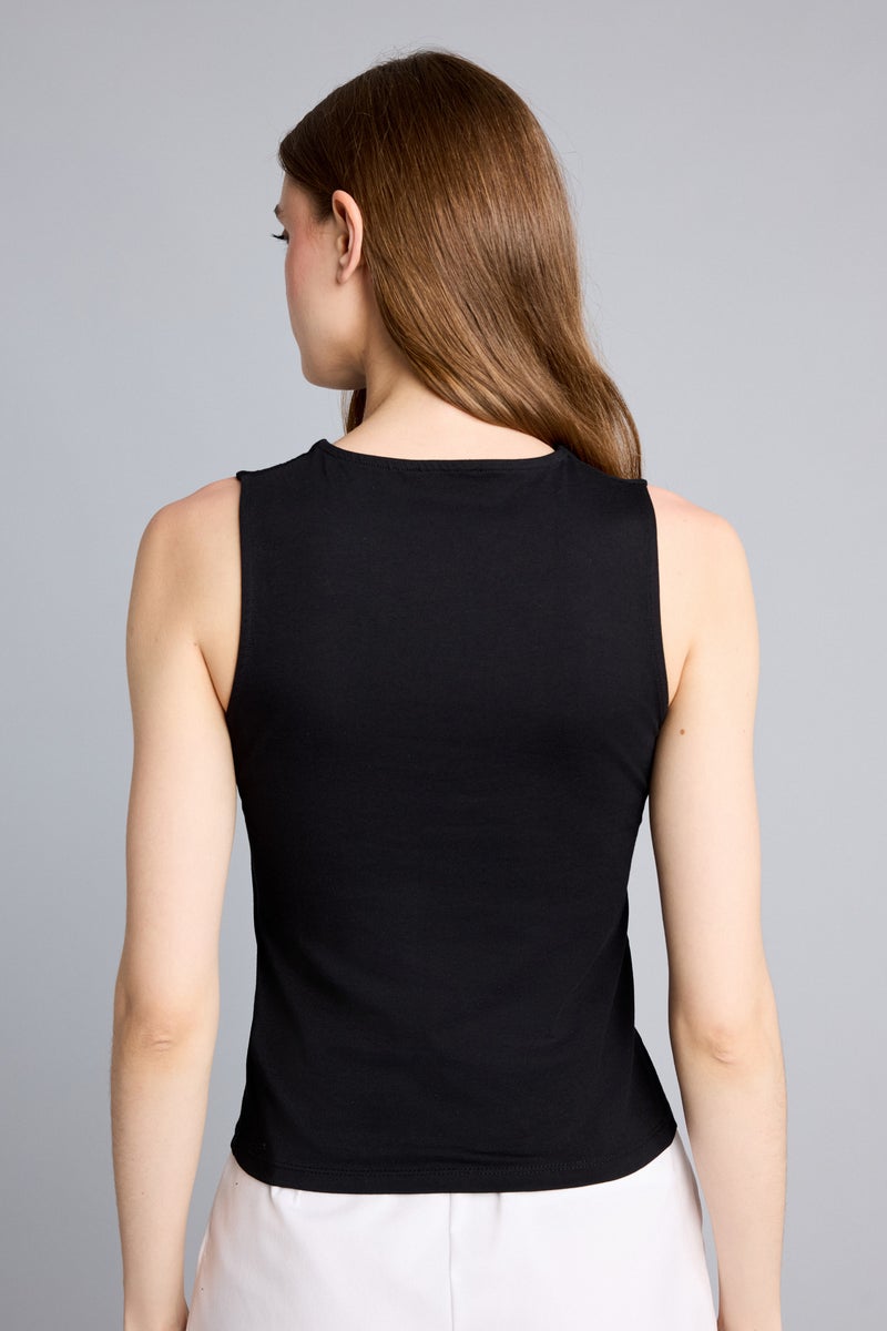 DeFacto Black Woman Regular Fit Basic Crew Neck Tank Top Casual - Image 5