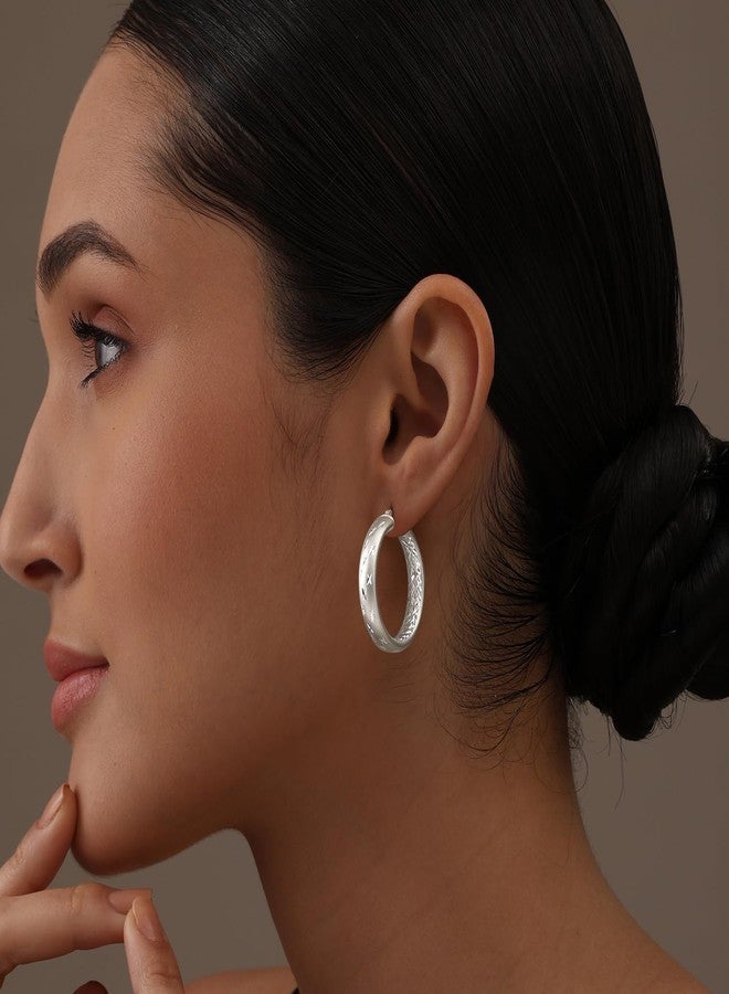 ليكالا أقراط حلقية من الفضة الإسترلينية من ليكالا، بتصميم ماسي للنساء، مصنوعة من الفضة الإسترلينية، بدون أحجار كريمة. - Image 2