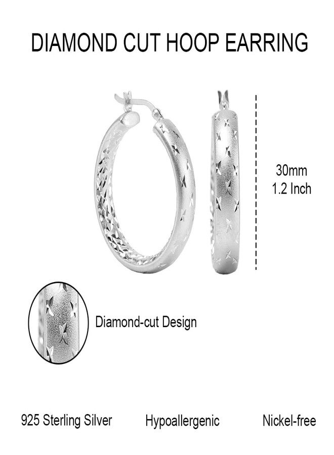 ليكالا أقراط حلقية من الفضة الإسترلينية من ليكالا، بتصميم ماسي للنساء، مصنوعة من الفضة الإسترلينية، بدون أحجار كريمة. - Image 4