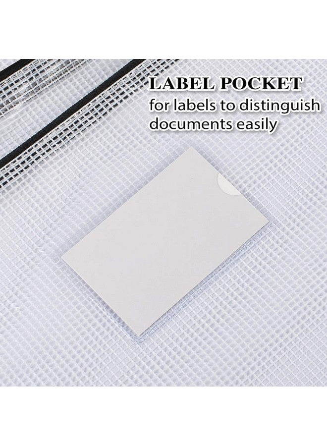 Sooez 20 Pack Mesh Zipper Pouch Document Bag With Label Pocket, Plastic Zip File Document Folders, Letter Size A4 Size Zipper Document Bag Zip Document Pouch For School Office Supplies, Black  - Image 3
