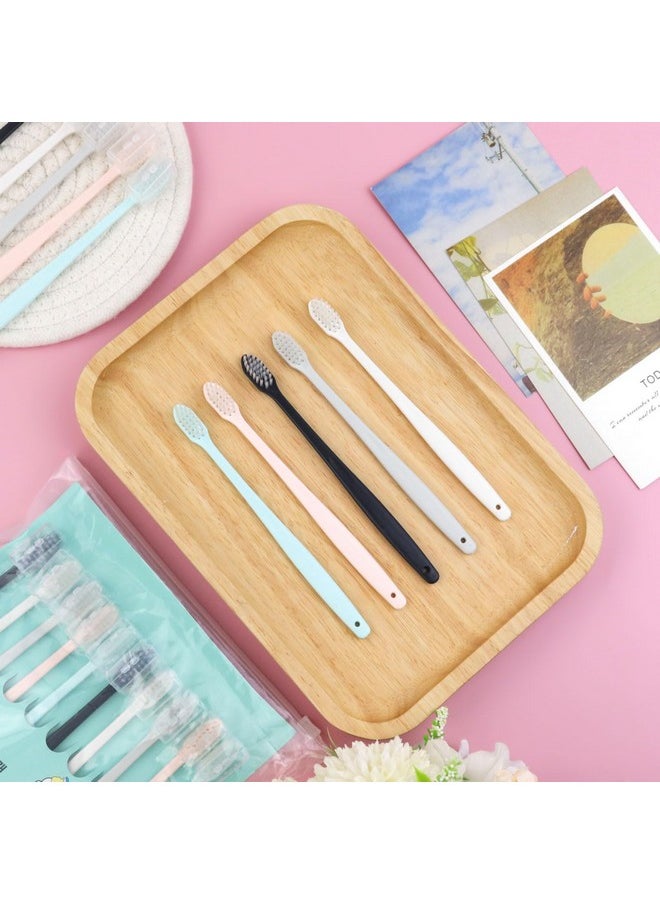 Lomgwumy Lomgwumy Disposable Toothbrush, Toothbrush Bulk, Individually Packaged, Tooth Brush Pack with Protective Toothbrush Cover, Soft Bristles, 5 Color Matching, Better Cleaning Effect (PACK-50)  - Image 2