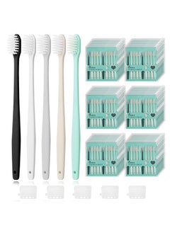 Lomgwumy Disposable Toothbrush, Toothbrush Bulk, Individually Packaged, Tooth Brush Pack with Protective Toothbrush Cover, Soft Bristles, 5 Color Matching, Better Cleaning Effect (PACK-50)