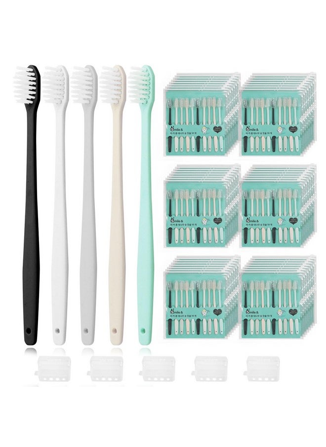 Lomgwumy Lomgwumy Disposable Toothbrush, Toothbrush Bulk, Individually Packaged, Tooth Brush Pack with Protective Toothbrush Cover, Soft Bristles, 5 Color Matching, Better Cleaning Effect (PACK-50)  - Image 1
