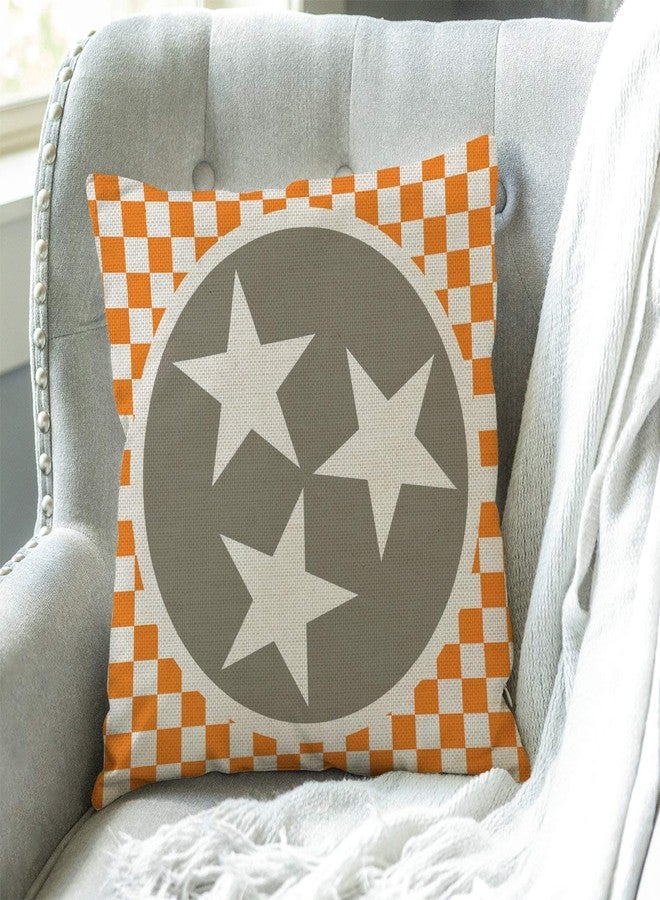 Swono Tennessee Cotton Linen Throw Pillow Case Tennessee Orange Grey Star Flag Printed Pillow Cushion Cover Home Sofa Decorative 18 X 18 Inch (Cushion Cover) - Image 3