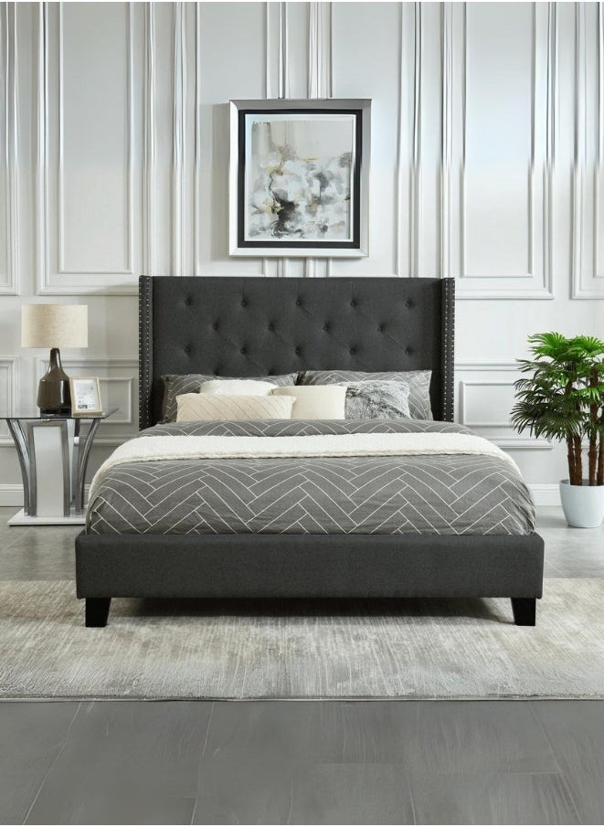 Bed and Mattress Zone Rylee Tufted Upholstered Panel Bed 200x100 Single Size Black Color 