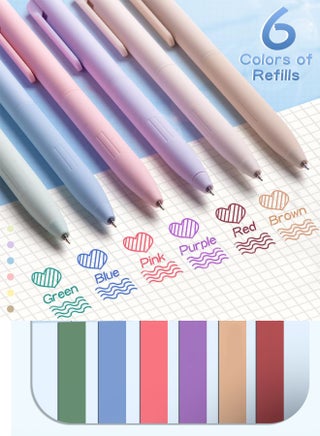 6 + 6pcs لون جل القلم القلم اللون 0.5mm سريع جاف ملون الحبر القلم القرطاسية مكتب الإمدادات المدرسية (6 أقلام + 6 تعبئة استبدال) - view 2