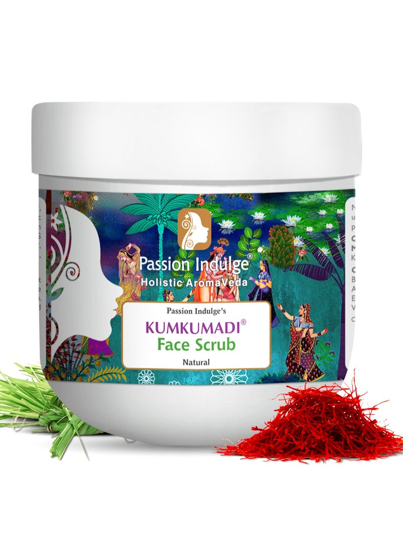 باشن إندلج مقشر الوجه "باشن إندلجنس كومكومادي" - مقشر عشبي أيورفيدي بالزعفران وزيت نجيل الهند العطري و16 عشبة طبيعية | يُقشّر البشرة بلطف، ويُزيل خلايا الجلد الميتة والرؤوس السوداء - 200 غرام - Image 1