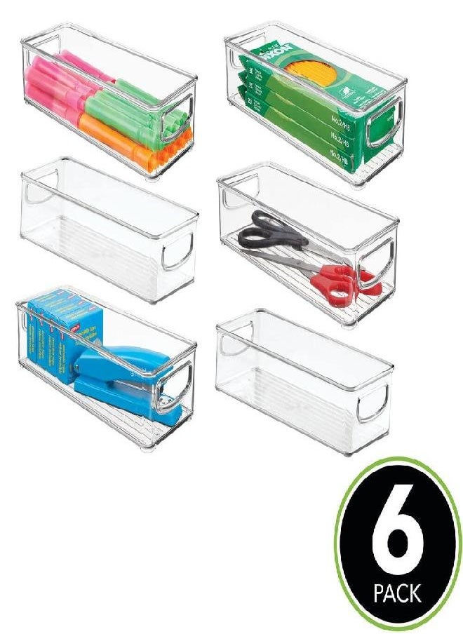 mDesign Small Plastic Office Storage Container Bins with Handles for Organization in Filing Cabinet, Closet Shelf, or Desk Drawers, Organizer for Notes, Pens, Pencils, Ligne Collection, 6 Pack - Clear - pzsku/Z122D4C4C953F691BE43CZ/45/_/1692874897/81634dd7-fd62-4e83-bad3-f715865b165a