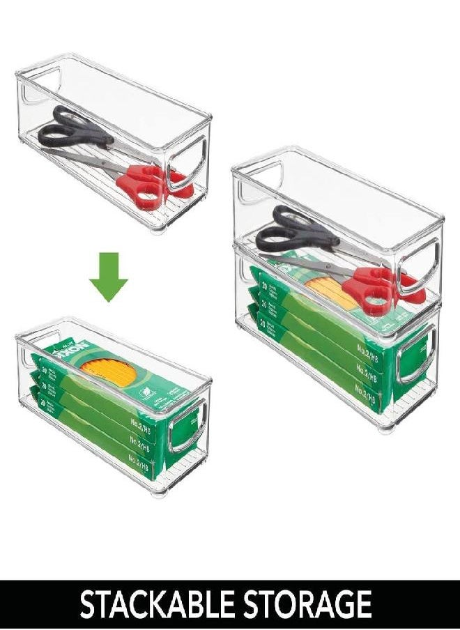 mDesign Small Plastic Office Storage Container Bins with Handles for Organization in Filing Cabinet, Closet Shelf, or Desk Drawers, Organizer for Notes, Pens, Pencils, Ligne Collection, 6 Pack - Clear - pzsku/Z122D4C4C953F691BE43CZ/45/_/1692874973/9cb07103-3f37-48fb-950d-acd43ee573c1