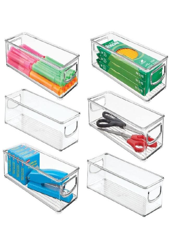 mDesign Small Plastic Office Storage Container Bins with Handles for Organization in Filing Cabinet, Closet Shelf, or Desk Drawers, Organizer for Notes, Pens, Pencils, Ligne Collection, 6 Pack - Clear - pzsku/Z122D4C4C953F691BE43CZ/45/_/1692875147/c710c4f2-9ee6-45be-8103-6b0d9caf5364