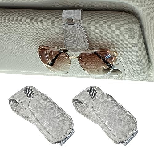 Yuoyar 2 Packs Magnetic Sunglass Holder for Car Visor - Universal Sunglasses Clip for Different Size Eyeglasses - Convenient Interior Car Accessories (Grey) - Image 1