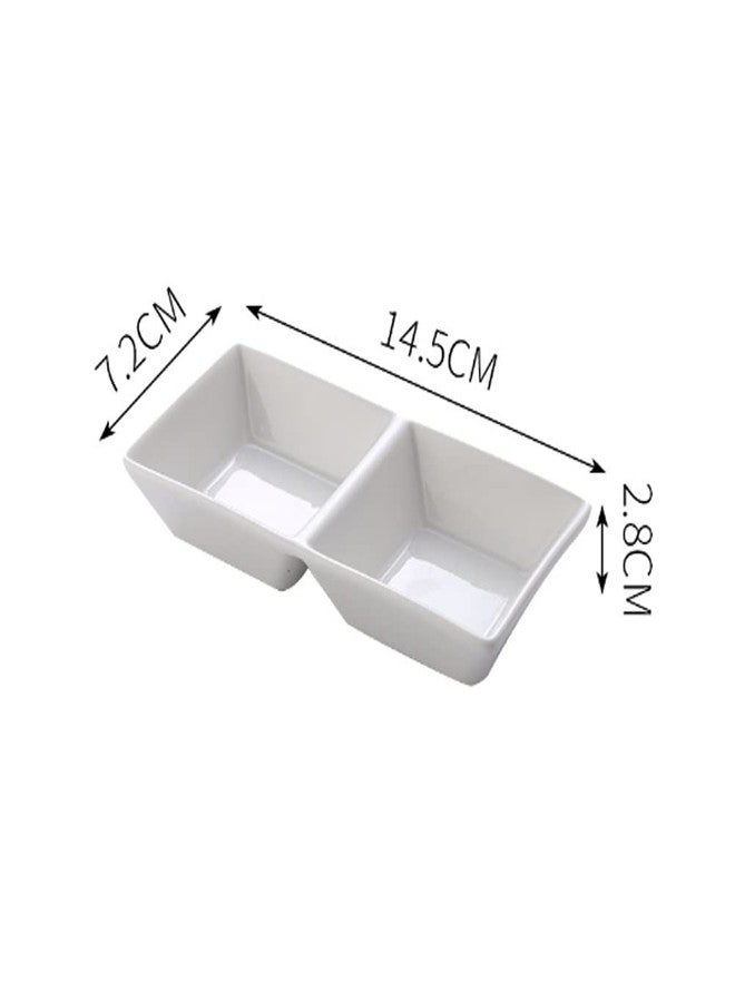 Teensery 2 Pcs Ceramic Paint Palette 2 Well Watercolor Painting Mixing Palette Dish for Watercolor Gouache Acrylic Oil Painting, White - Image 2