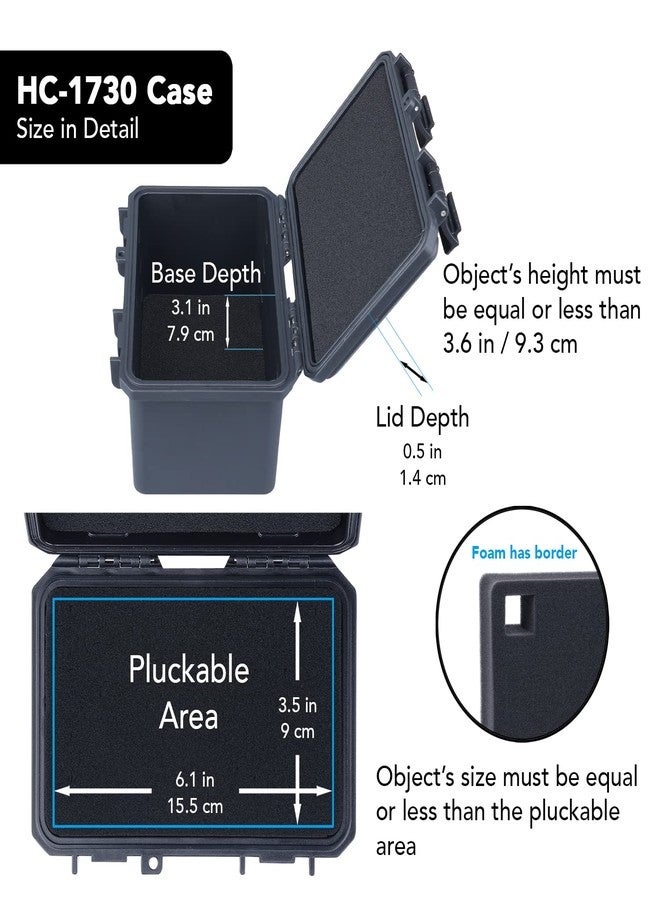 Lykus HC-1730 Mini Hard Case Dry Box with Foam Insert, Interior Size 6.5x3.9x3.7 in, IP66 Splash-Proof, Suitable for Cellphones, Tools, Small Devices and More - Image 3