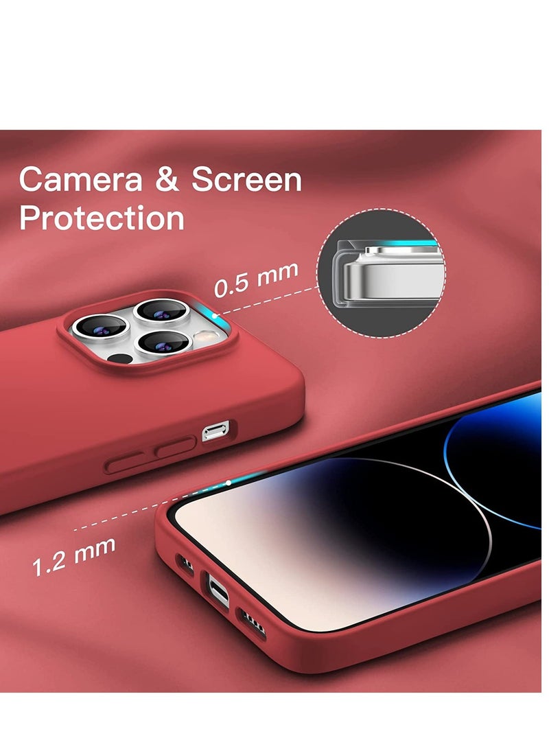 ELTRAZONE Silicone Case for iPhone 14 Pro 6.1-Inch, Silky-Soft Touch Full-Body Protective Phone Case, Shockproof Cover with Microfiber Lining (Red) - Image 4