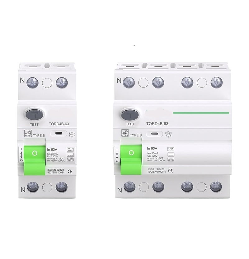 Type B RCD RCCB Residual Current Circuit Breaker 4 Pole 63A 300mA AC 10KA Din Rail - Image 1