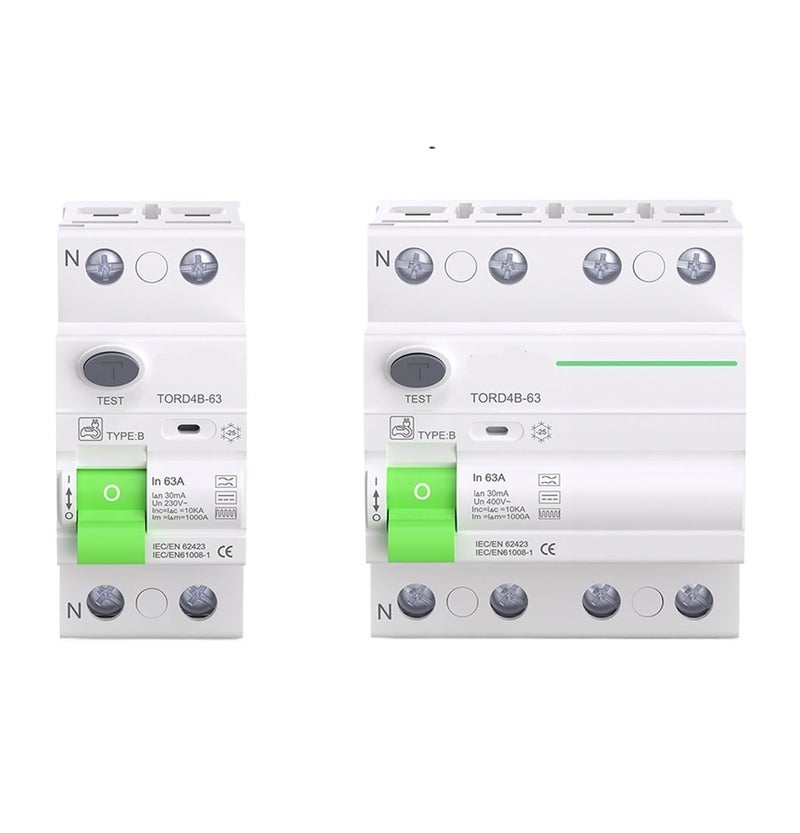 Type B RCD RCCB Residual Current Circuit Breaker 4 Pole 63A 300mA AC 10KA Din Rail - Image 2