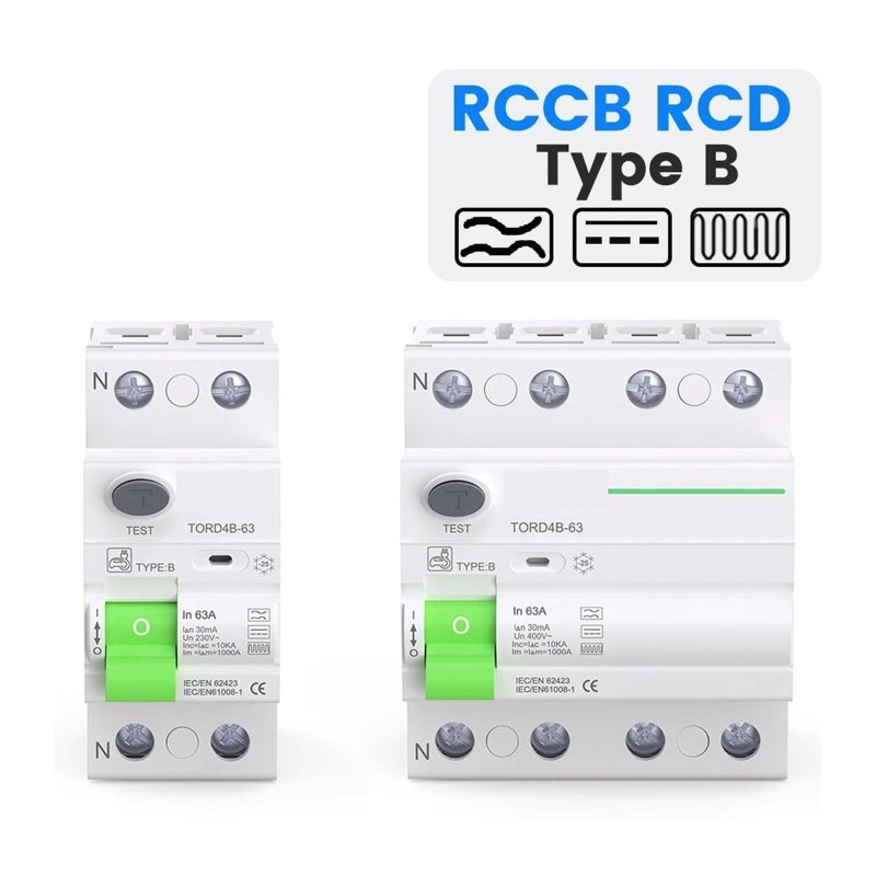 Type B RCD RCCB Residual Current Circuit Breaker 4 Pole 63A 300mA AC 10KA Din Rail - Image 5