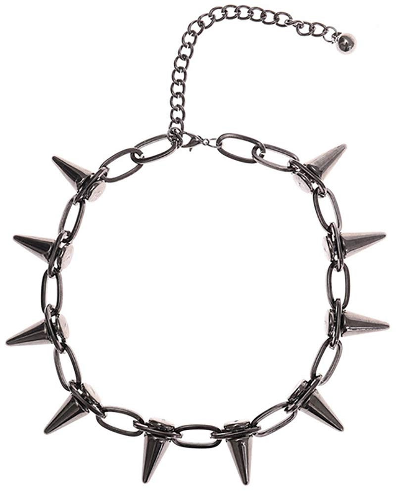 Reaowazo Spike Chokers for Women Choker Goth Necklaces Mens Chain Choker Collar Punk Streetwear Handmade Adjustable Vintage Rivet Jewelry Black - Image 1