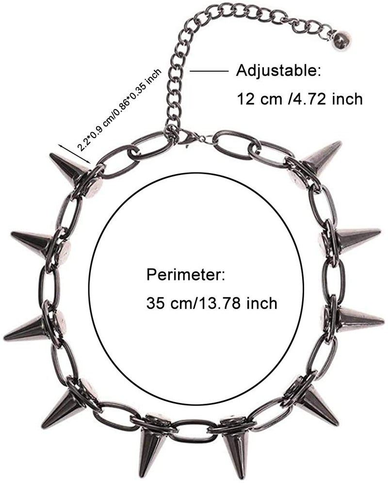 Reaowazo Spike Chokers for Women Choker Goth Necklaces Mens Chain Choker Collar Punk Streetwear Handmade Adjustable Vintage Rivet Jewelry Black - Image 5