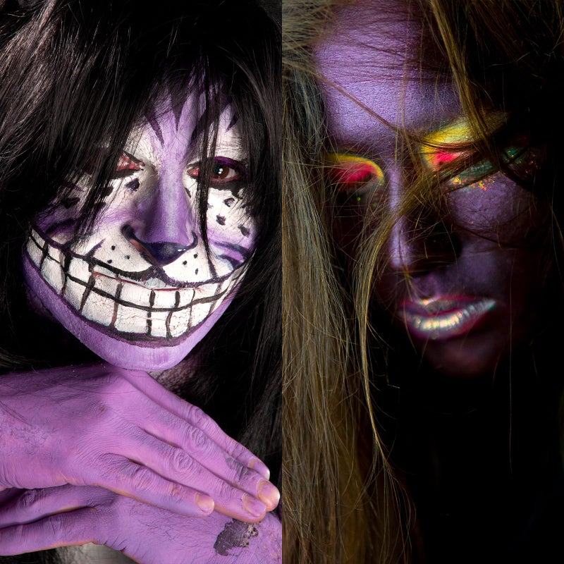 LOKFAR Purple Face Body Paint Stick, Eye Black Stick for Sports, Waterproof Full-Coverage Purple Face Makeup for Halloween Ursula Witch Cheshire Cat Cosplay Makeup - Image 4