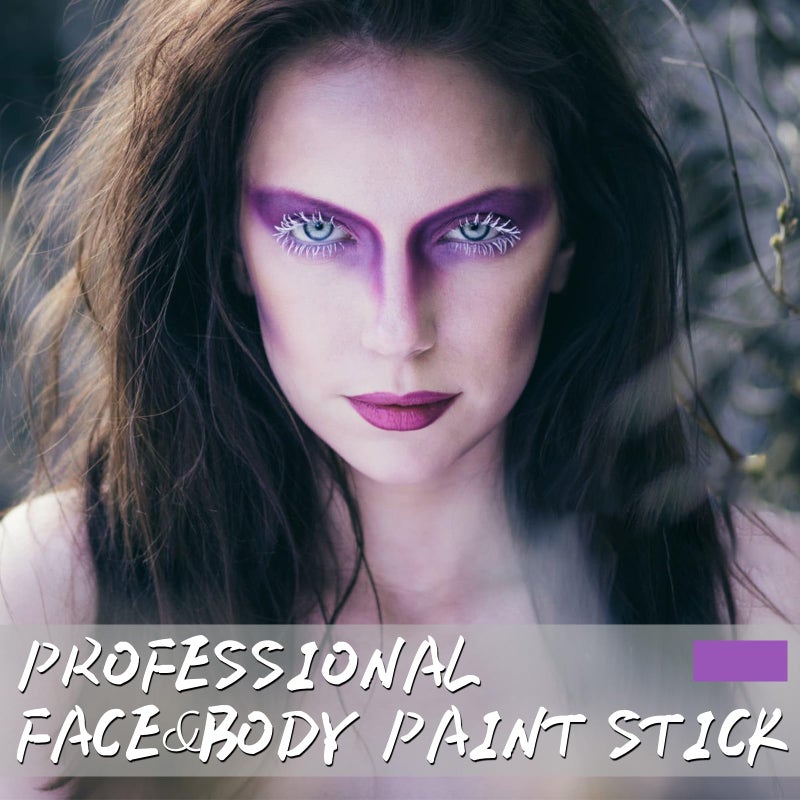 LOKFAR Purple Face Body Paint Stick, Eye Black Stick for Sports, Waterproof Full-Coverage Purple Face Makeup for Halloween Ursula Witch Cheshire Cat Cosplay Makeup - Image 2
